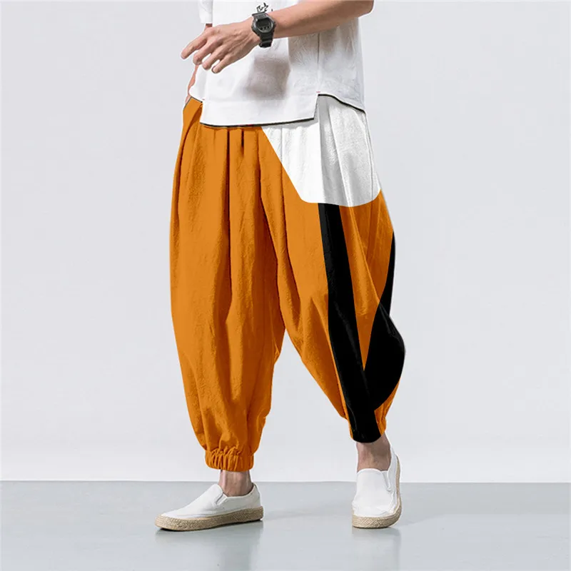 

Oversize 6XL Summer Splicing Printed Casual Beach Harem Pants Men Hip Hop Nine Points Trousers Jogger Sweatpants