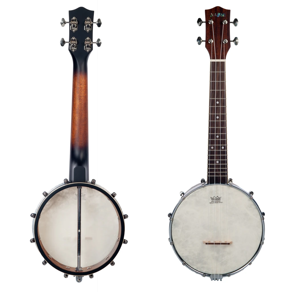 NAOMI Banjolele Banjouke Concert-Scale Banjo Ukulele Sunset Color Maple Neck With Gig Bag
