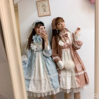 Robe de princesse gothique avec manches bouffantes pour filles, tenue cosplay à nœud papillon, style kawaii vintage, taille haute, Lolita cos loli