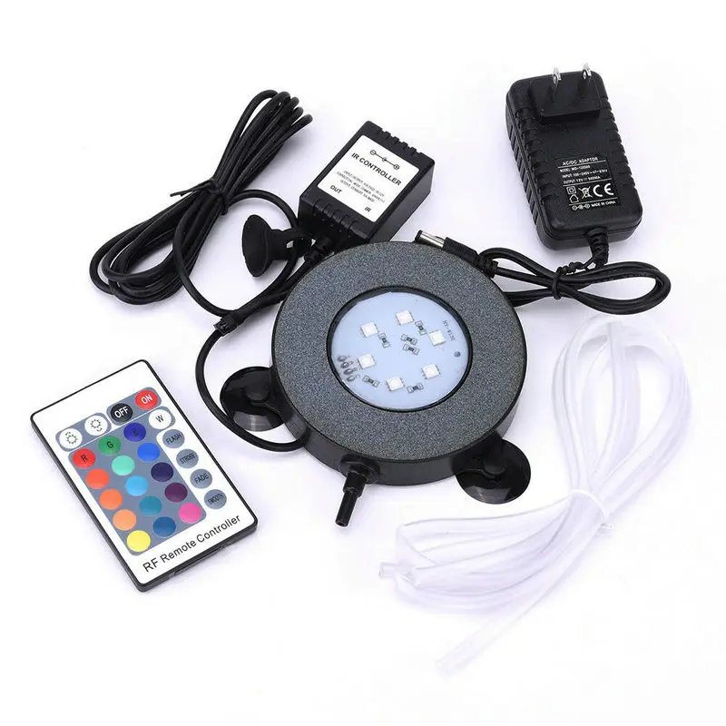 Remote Controlled IP68 Waterproof Aquarium Submersible Fish/Turtle Tank Air Stone Bubble Led Light RGB Underwater Lighting Decor