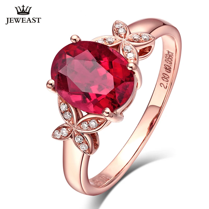 

LSZB Natural Red tourmaline 18K Pure Gold 2023 New Hot Selling Top Ring Women Ring For Ladies Woman Genuine Jewelry