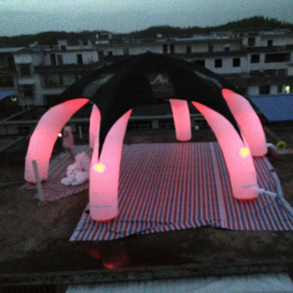 Grande tente araignée gonflable à led 210D, multi-jambes, éclairage de plage, gazébo avec arcs croisés pour événements