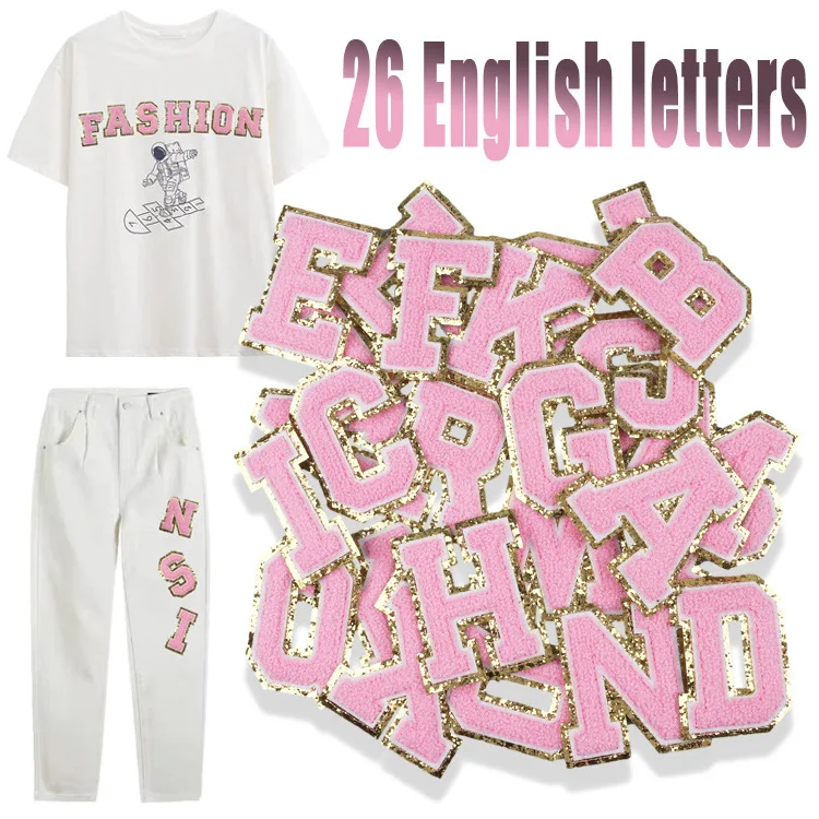 

New English Alphabet Letter Embroidery Patches Hot Melt Adhesive Sew on Brand Cloth Accessories Stickers Name Patches