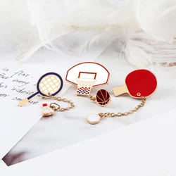 Love Sports Brooches Pins Men Creative Basketball Badminton Table Tennis Enamel Badge Metal Buckle Pin Women Denim Lapel Jewelry