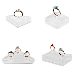 HORIHOFONE Creative Fashion Acrylic Clear White Ring Display Rack Jewelry Counter Shooting Exhibit Displays Props