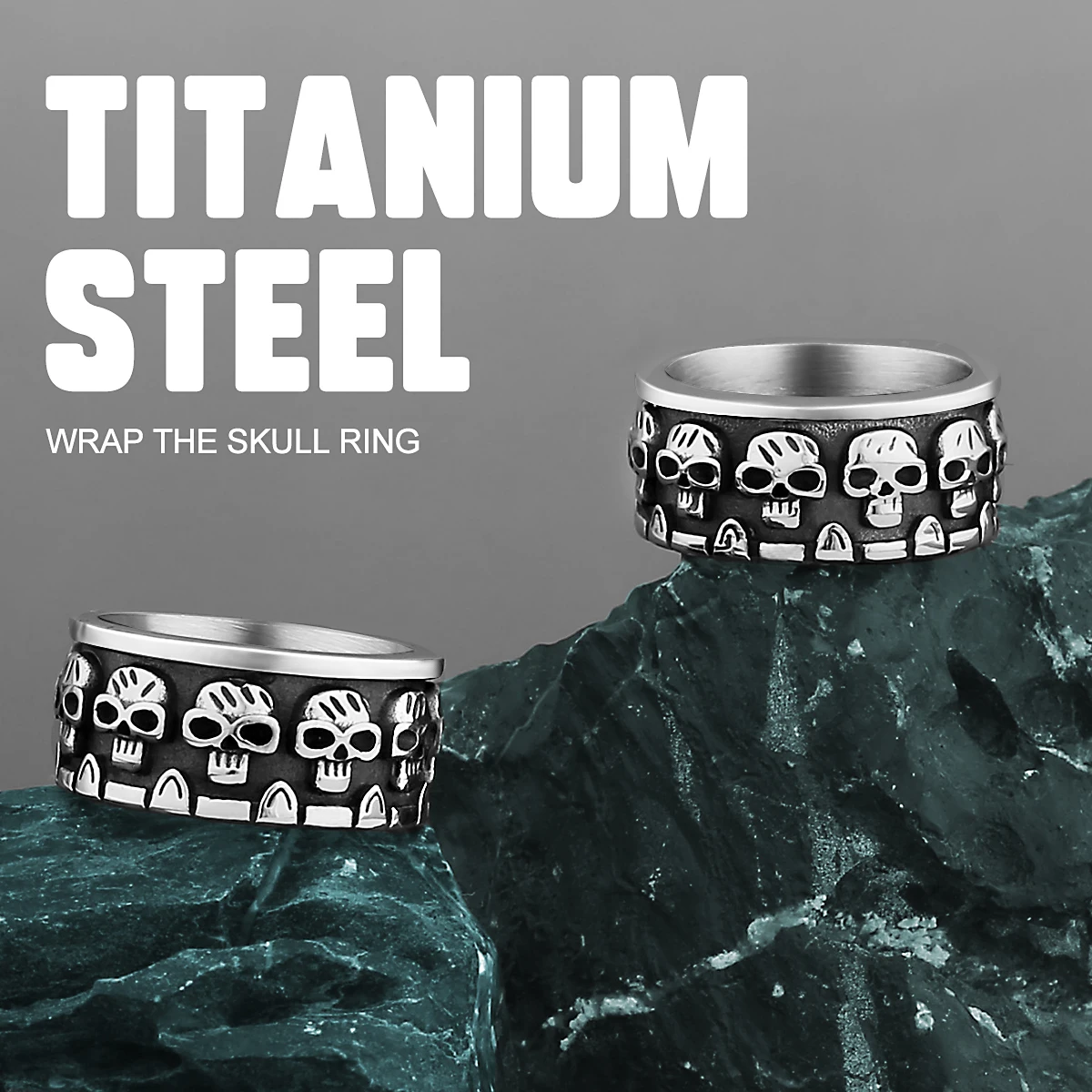 Unique 316L Stainless Steel Skull Ring Men's Creative Motorcycle Rock and Roll Gothic Punk Jewelry Ring Men's Gift Wholesale