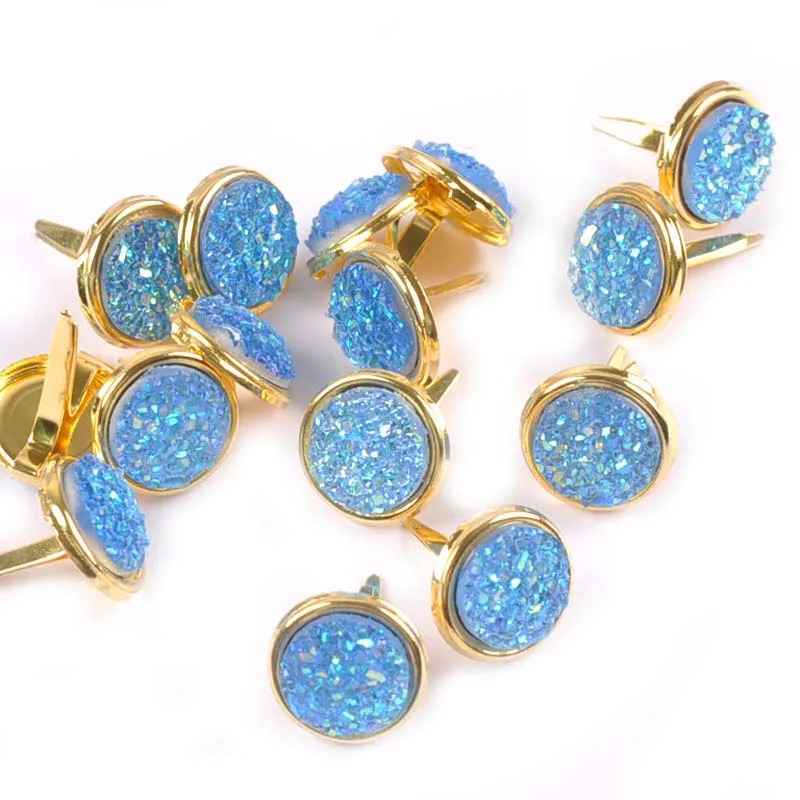Mix Pattern Golden Brads For DIY Scrapbooking Embellishments Fastener Metal Crafts Brad Handmade Decoration 13x13mm 15Pcs c2262