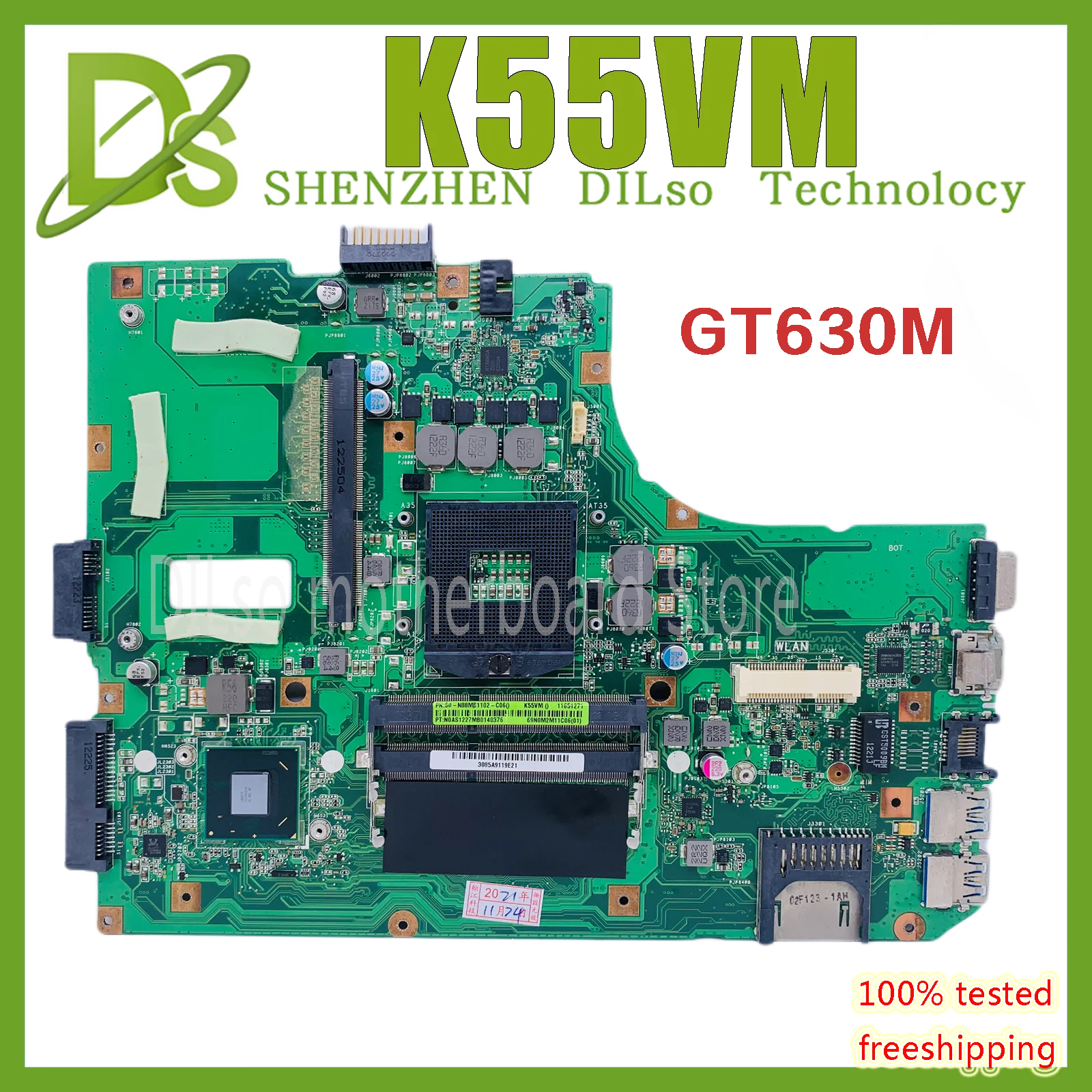 KEFU Motherboard K55VM, Motherboard Laptop K55VM K55V K55 K55VJ K55VM GT630 2GB REV 2.2 tes