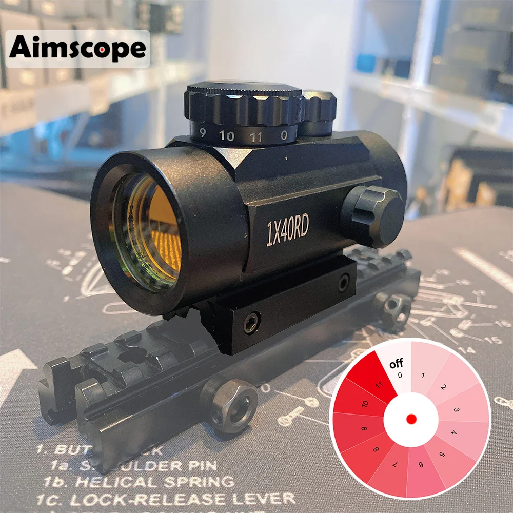 1x40 Red  Dot Sight Rifle Scope 11mm and 20mm Rail Hunting Optics  Red Dot Sight Tactical Scope For Gun