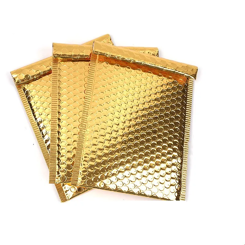 10Pcs Gold Bubble Tassen Envelop Zelfsluitende Mailer Zak Verdikte Kleur Aluminium Film Express Aangepaste Logo Verpakking Zakken