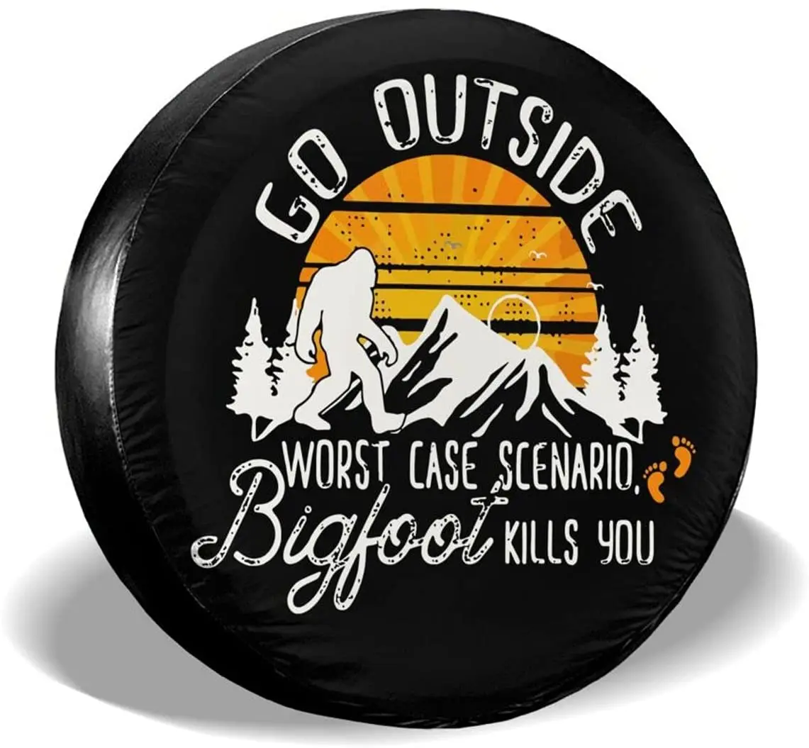 cozipink Go Outside Worst Case Scenario Spare Tire COVER CAR Weatherproof Wheel Vintage Bigfoot Mountain Forest