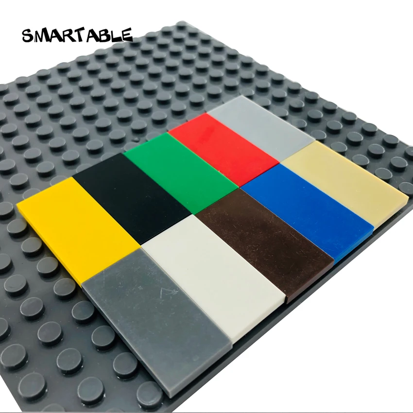 Smartable Bulk Tile 2x4 with Groove Flat Studs Building Blocks MOC Parts Toy For Kids Compatible Major Brands 87079 500pcs/lot