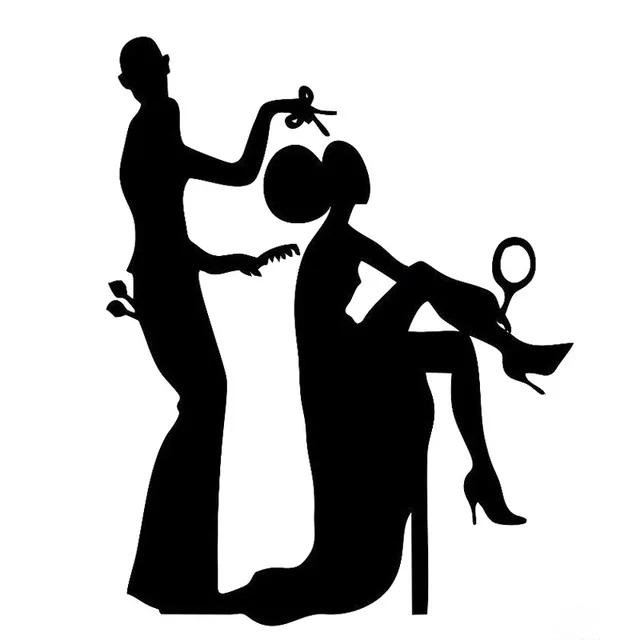 

11.7CM*14.6CM Fashion Hair Salon Girl Face Woman Vinyl Motorcycle Car Sticker