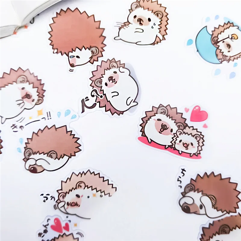 40pcs/lot Japanese Diary Kawaii Cute Hedgehog Animal Plant Daily Decor Flake Stickers Scrapbooking Stationery