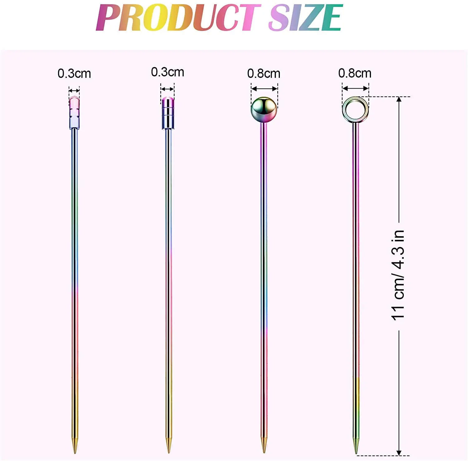12pcs Cocktail Pick Stainless Steel Fruit Sticks Bar Tools Drink Stirring Sticks Martini Picks Party Wedding Accessory