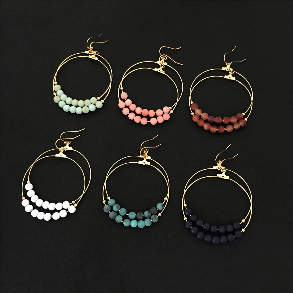 Summer Boho New Korean Round Beads Dangle Drop Earrings For Women Fashion Wedding Jewelry