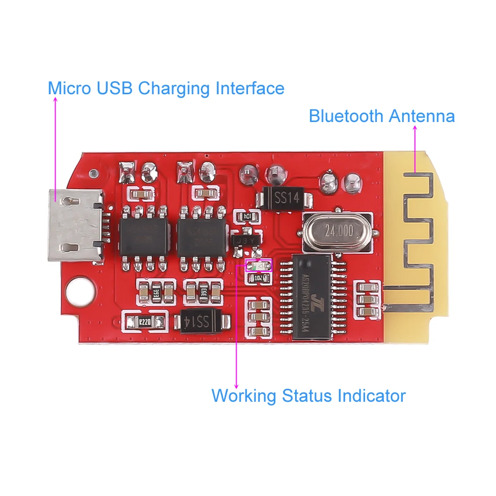 Bluetooth-Compatible 5.0 Stereo 5VF 5W+5W Mini Power Amplifier Sound Board DW-CT14 with Charging Port for Refitting Idle Box