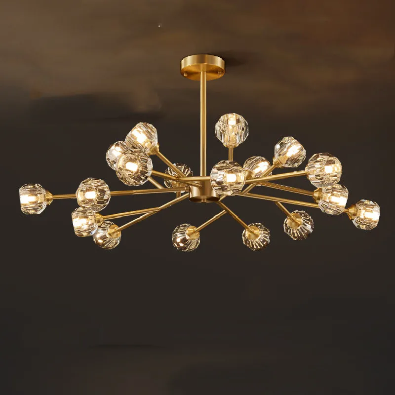 Nordic Crystal Ceiling Chandelier Living Room Luxury Pendant Lights Copper Home Decor Restaurant Wall Lamp Crystal K9 Luminaire