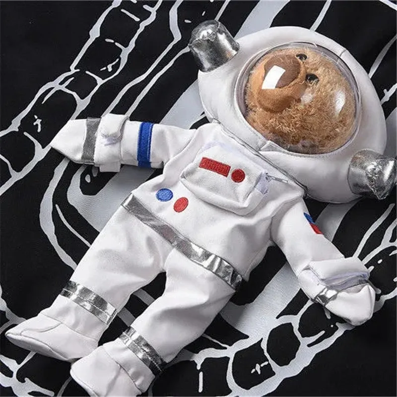 Imagem -04 - Astronauta Urso Decoração Grosso Quente para Baixo Jaquetas Feminino Coreano Carta Solta Impressão Parka Baggy Y2k Harajuku Zíper Hoodies Feminino