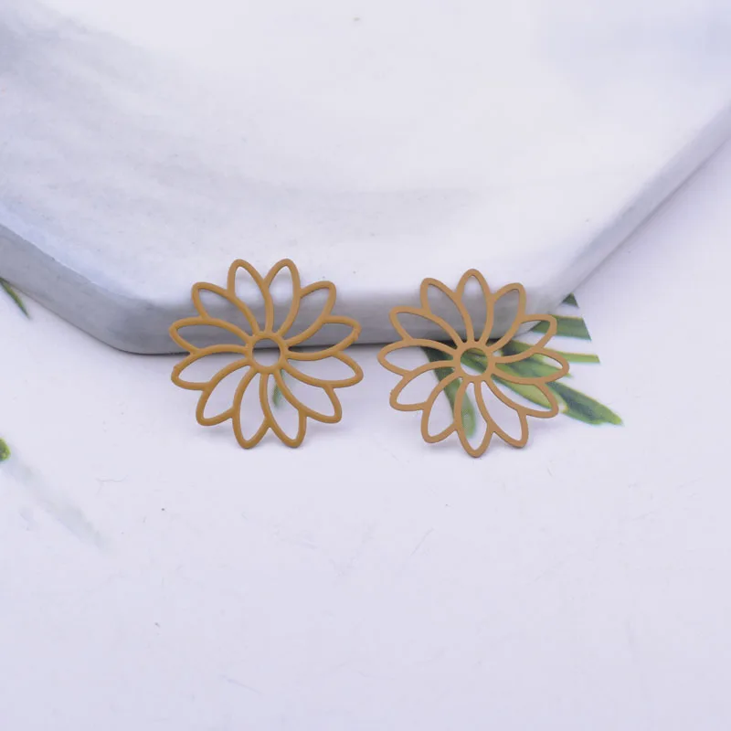 50 Stück AC12178 18mm Messing-Blumen-Abstandshalter-Anhänger für DIY-Schmuckherstellung – Detail 2