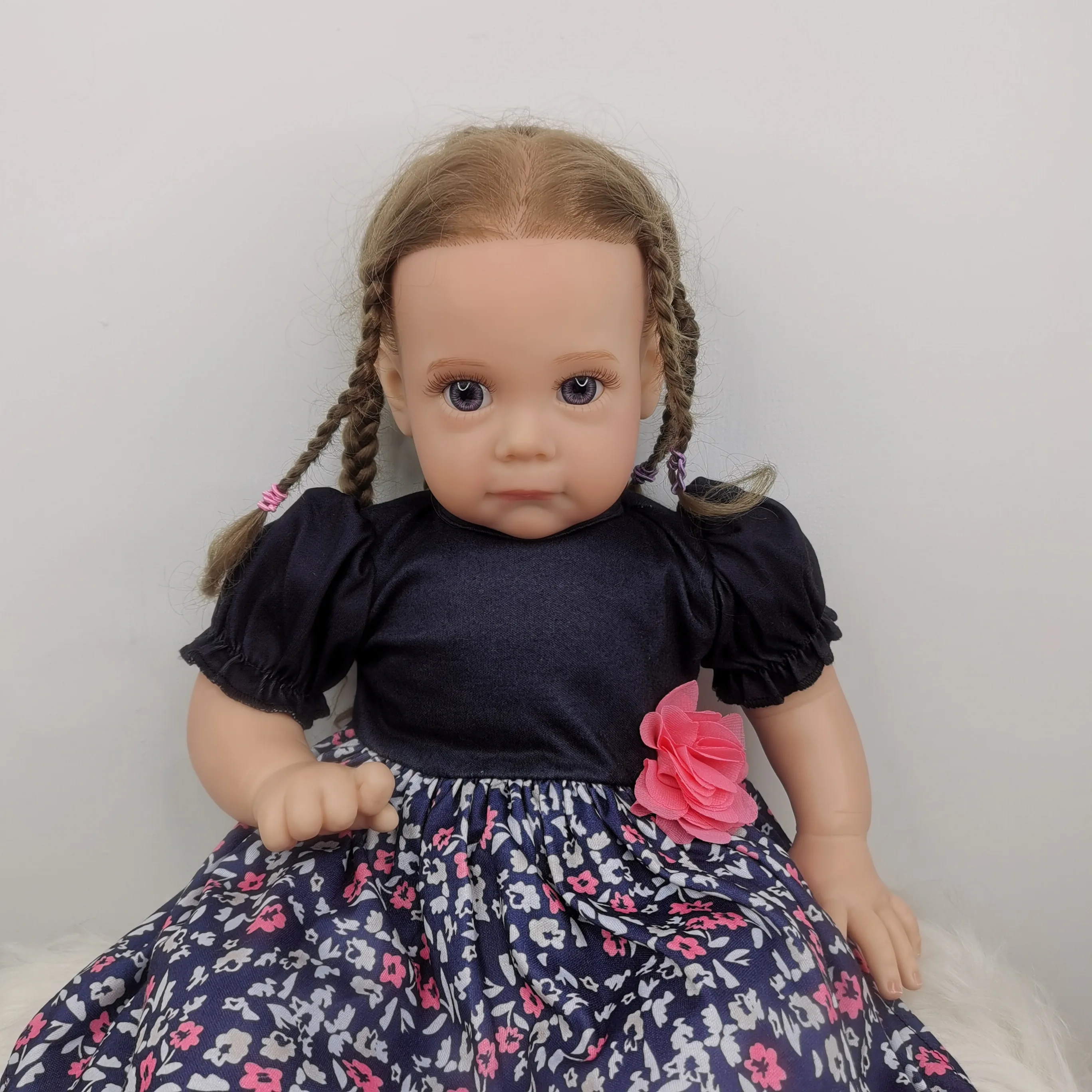 FEELWIND Bebe Realistic Baby Doll 24Inch Maggi Reborn Baby Cloth Painted Body for Children Christmas Gift Alive