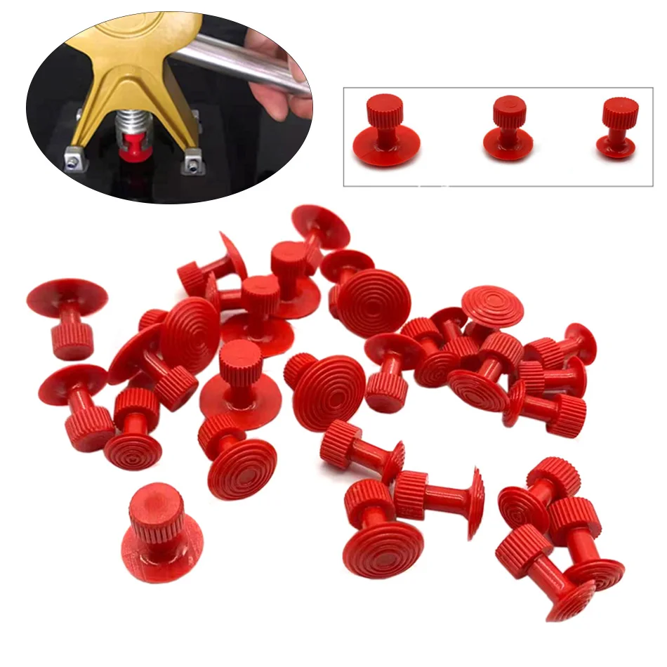 PDR King Tools 3pcs Red GlueTabs With Convex Surface For Hail Pit Dent Repair Tools Dent Puller Kit