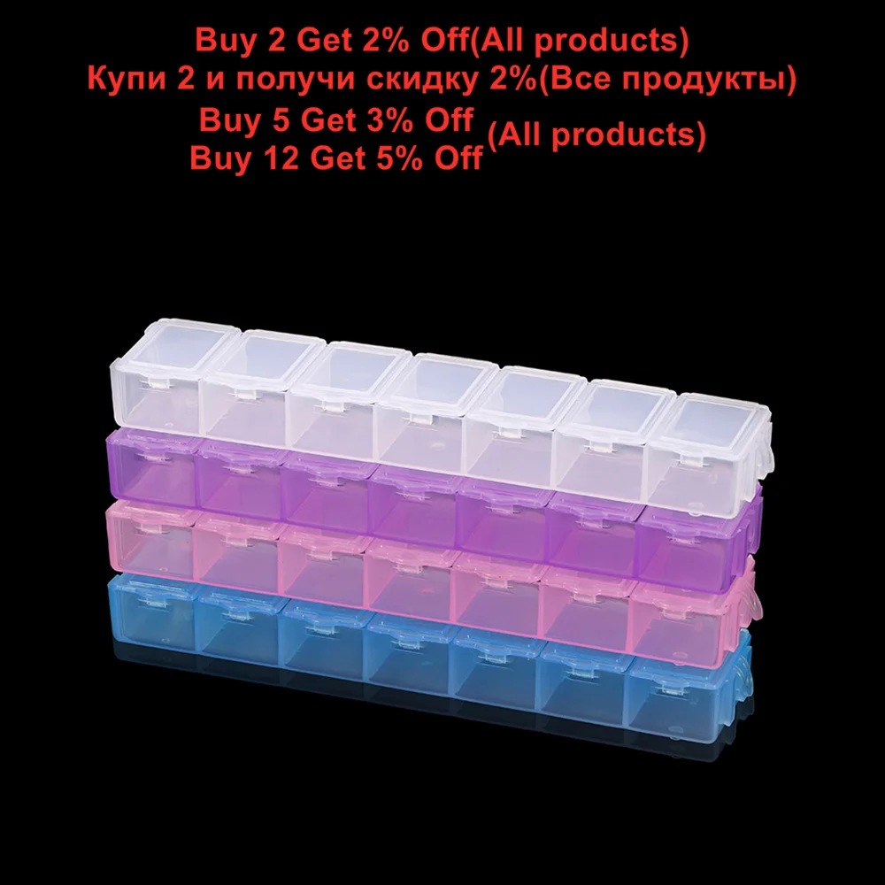 7 Slots Plastic Rectangle Transparent Storage Box Case Holder Craft Organizer Handcraft for DIY Jewelry Box Case Container