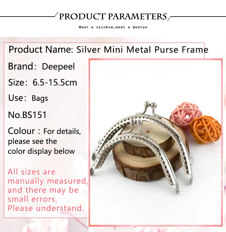 10Pcs 6.5-15.5cm Silver Handbag Handle Metal Frame Kiss Clasp Purse Replace Handles Wallet Brackets DIY Bags Part Accessories