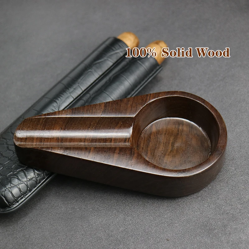 Ebony Solid Wood Portable Ashtray Single Cigar Holder Retro Home Ashtray for Cigar Cigarette Ashtray Gift Smoking Accessories