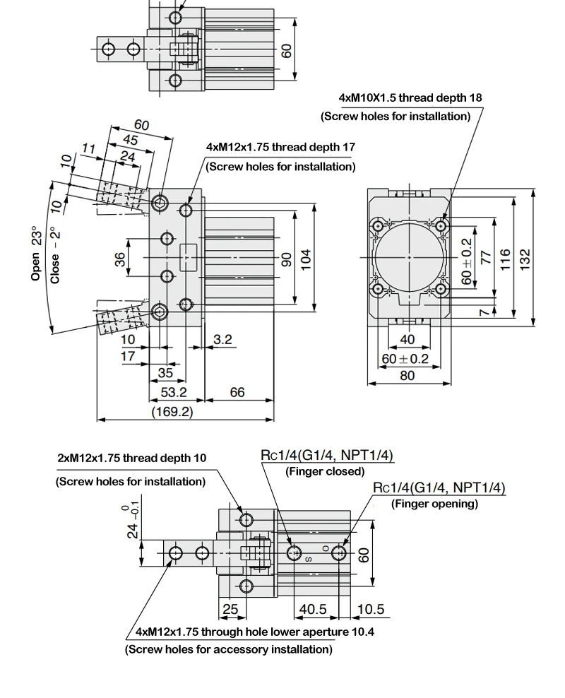 MHT2-32D MHT2-40D MHT2-50D MHT2-63D Pneumatischer Luftgreifer mit Drehpunkt zum Öffnen und Schließen, Kniehebel-Fingerzylinder – Detail 12