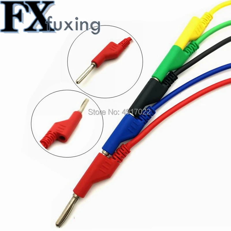 1pcs Double Ended Stackable 4MM Banana Plug Male Jack high Voltage Silicone Wire Multimeter Test Cable Lead Cord 1M Banana Jack