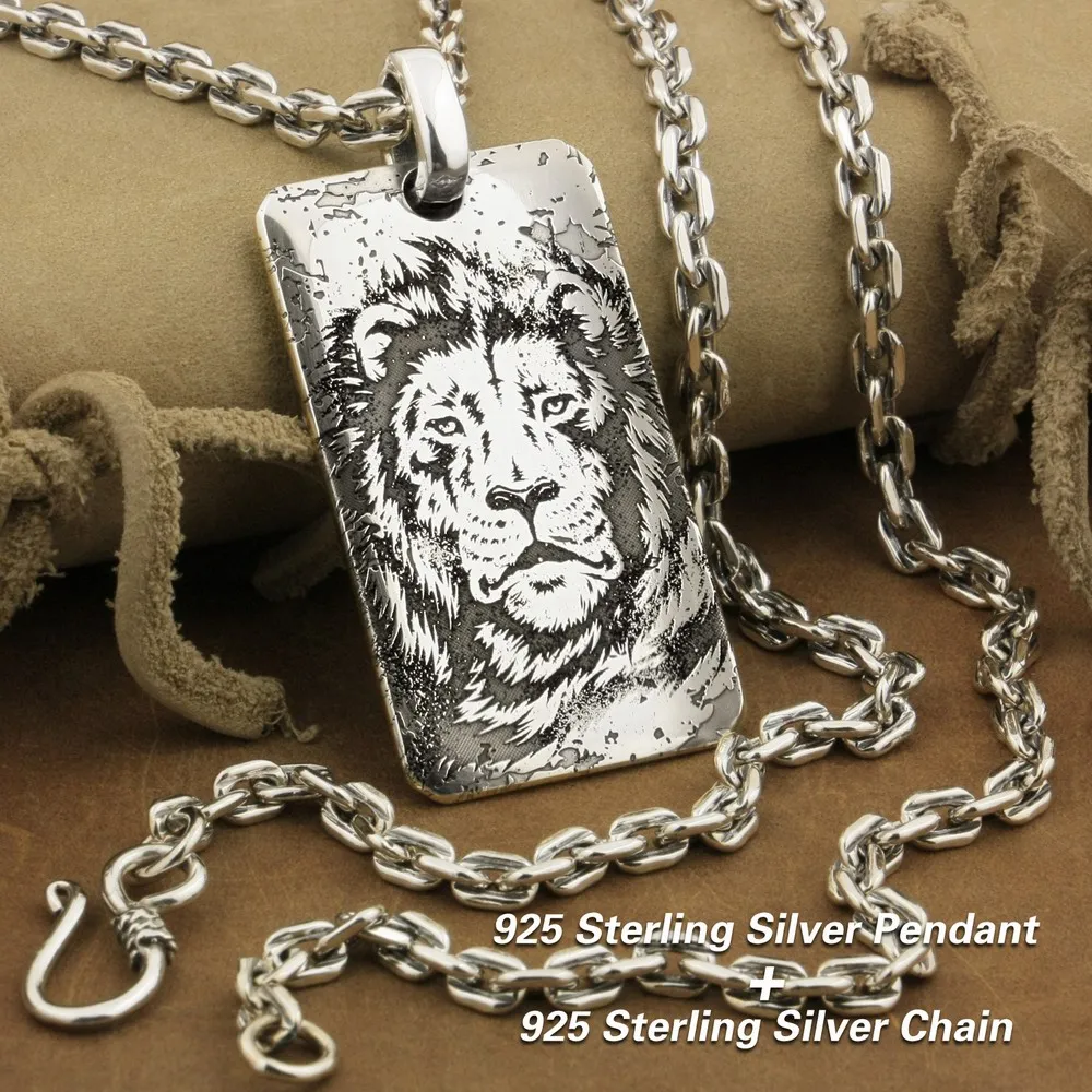 

999 Pure Silver High Details Deep Laser Engraved Tiger King Dogtag Sharp Claws Mens Biker Pendant 9X026S