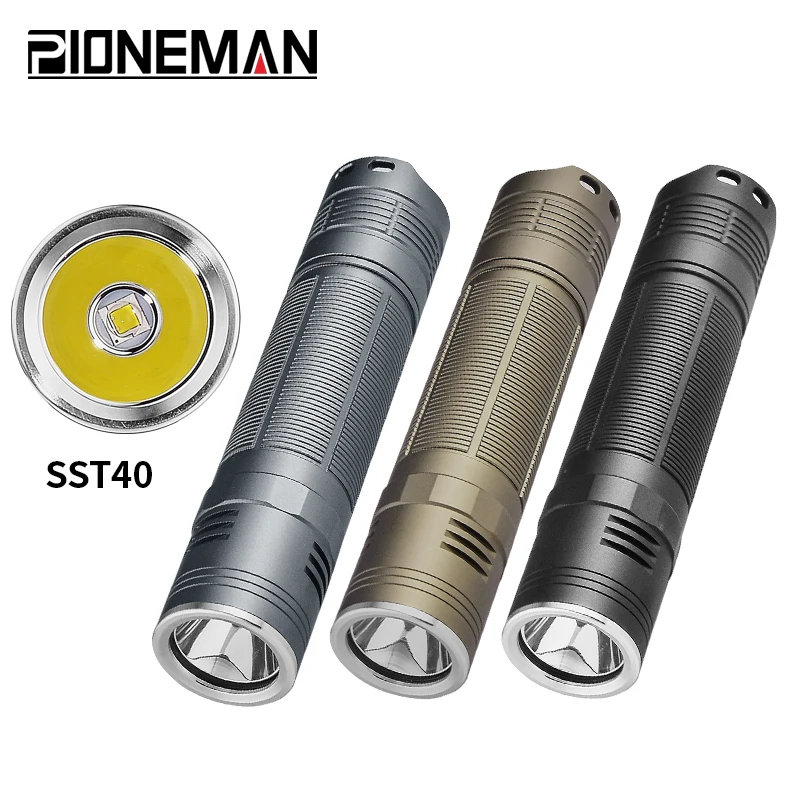 Pioneman 강력한 손전등 21700 전술 손전등, 야외 라이딩 순찰, SST70, SST40, K21x