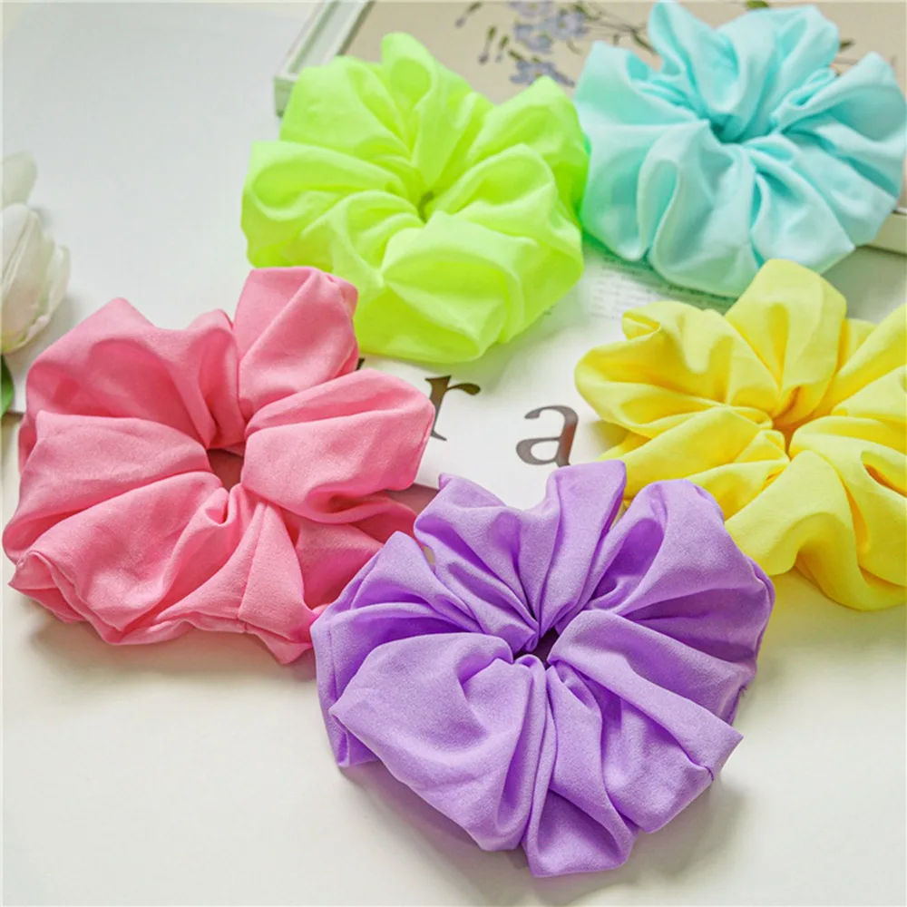 10PC/lot Big Iridescent Macaron colors Scrunchies Hair Ponytail Holder Tie Elastic Hair Bands wholesale