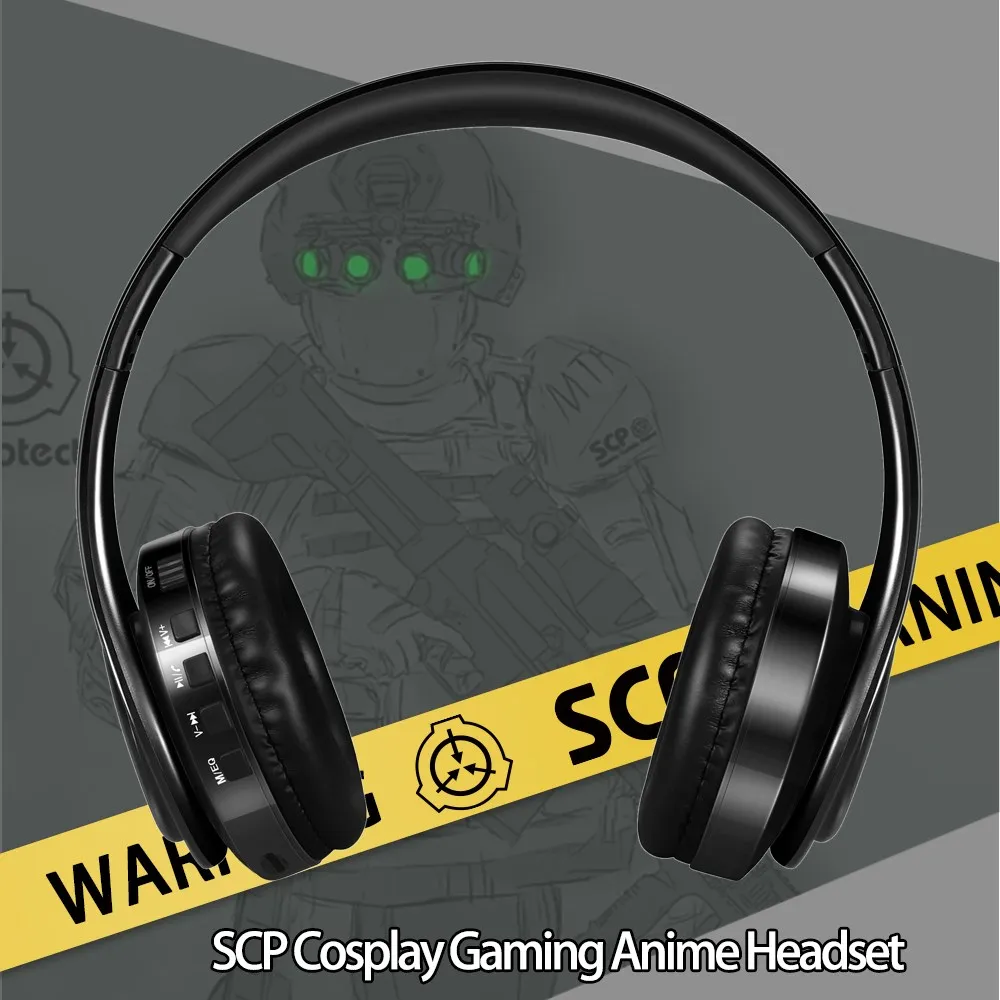 HOT Mobile Game SCP Anime Headphone Bluetooth Headset V5.0 Cosplay 2D Fold Stereo Wireless Earphone for Mobile Phone