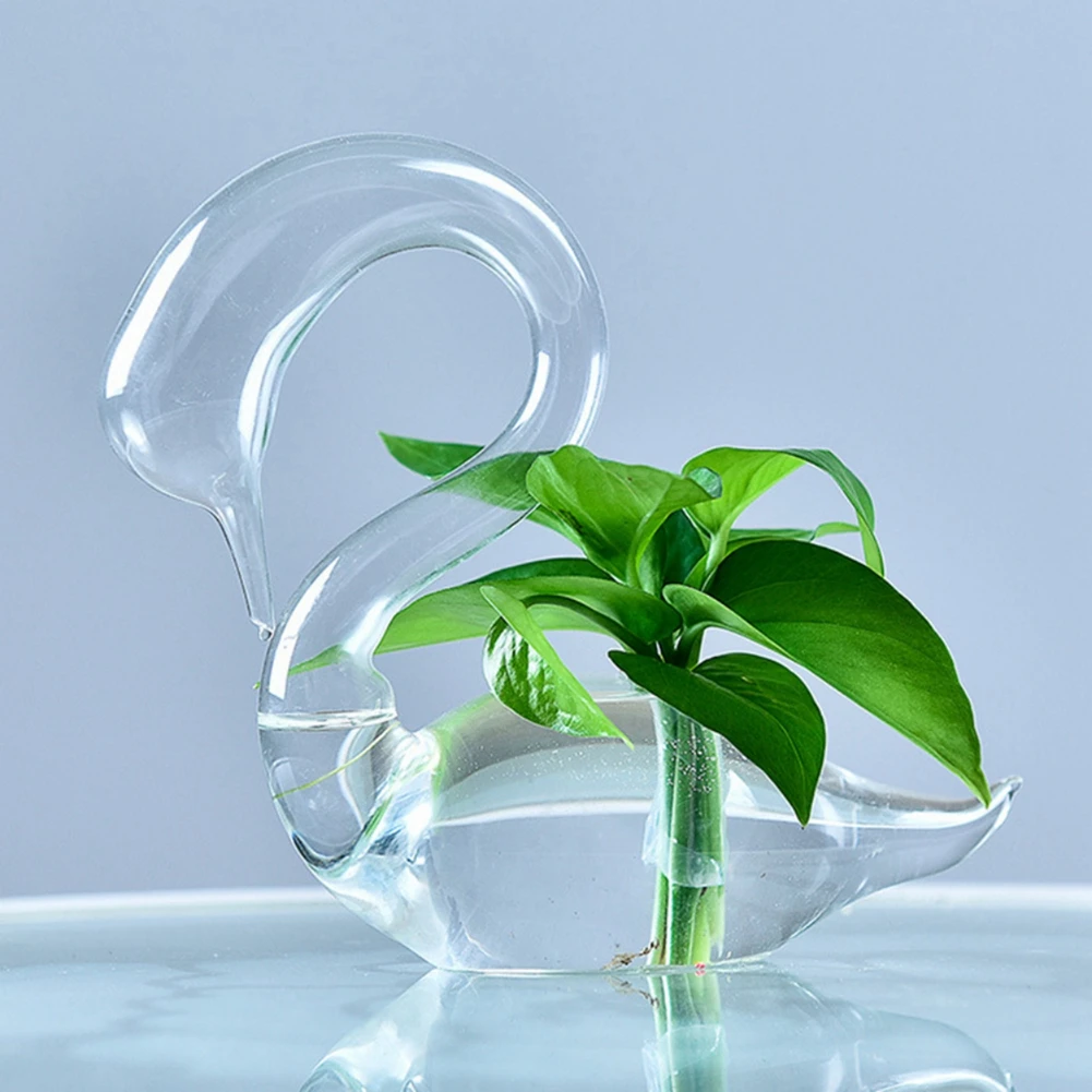 Transparent Glass Hydroponic Flower Vase Swan Shape Home Decoration Holiday Gifts Wedding Decoration image 5