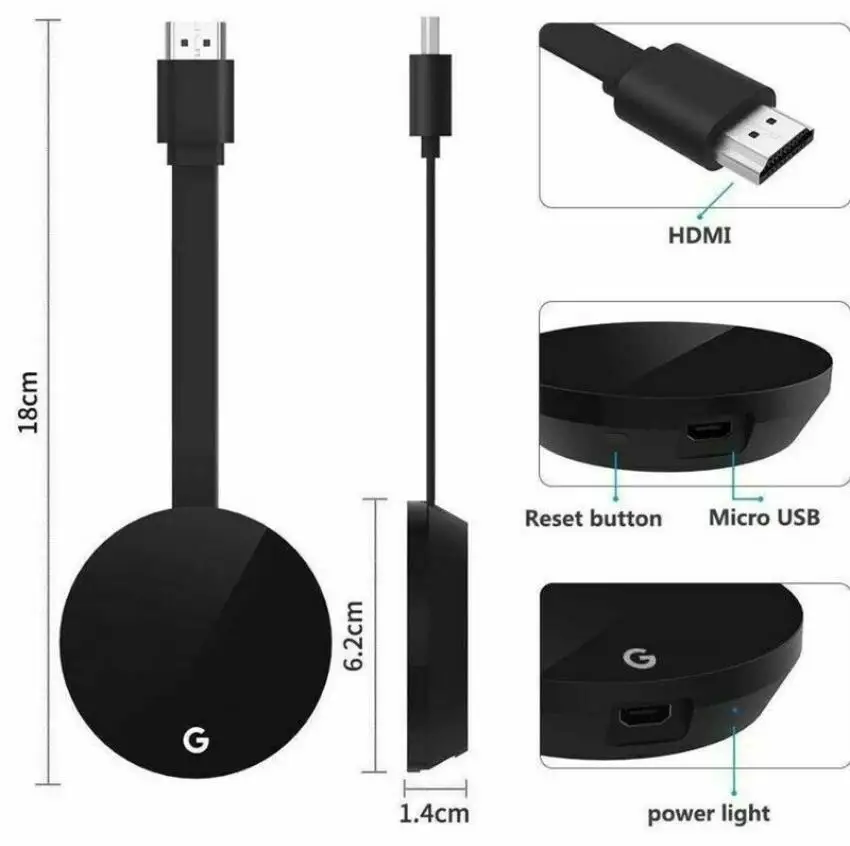Chromecast جوجل اللاسلكية واي فاي ميراسكرين HDMI-متوافق HD عرض دونغل وسائل الإعلام تدفق الفيديو التلفزيون المنزل الذكي ل ios/أندرويد