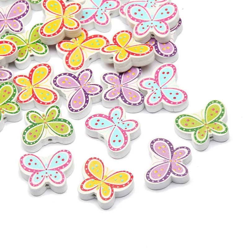 20pcs 20x25mm Cartoons Butterfly Shape Wood Beads Loose Spacer Beads For Jewelry Making Diy Bracelet Necklace Finding