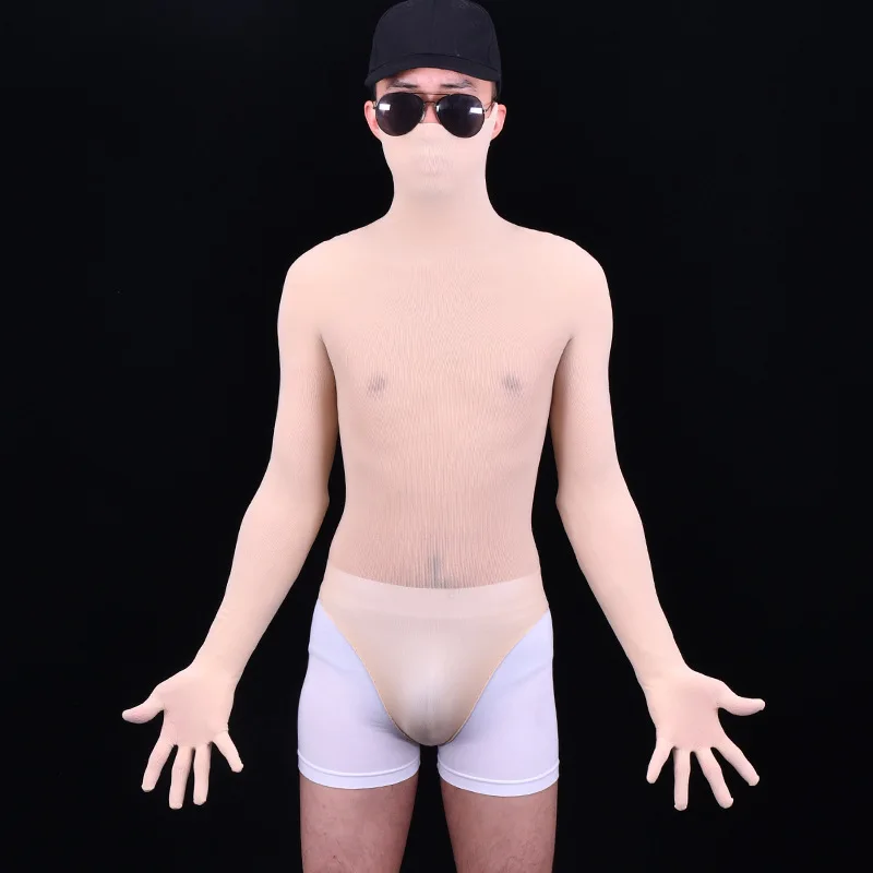 Unisex 80D Naadloze Vijf Vingers Lange Mouw Bodysuit Half Jas Zentai Een Stuk Panty Diy Elke Cut Bodystocking Catsuit Turnpakje