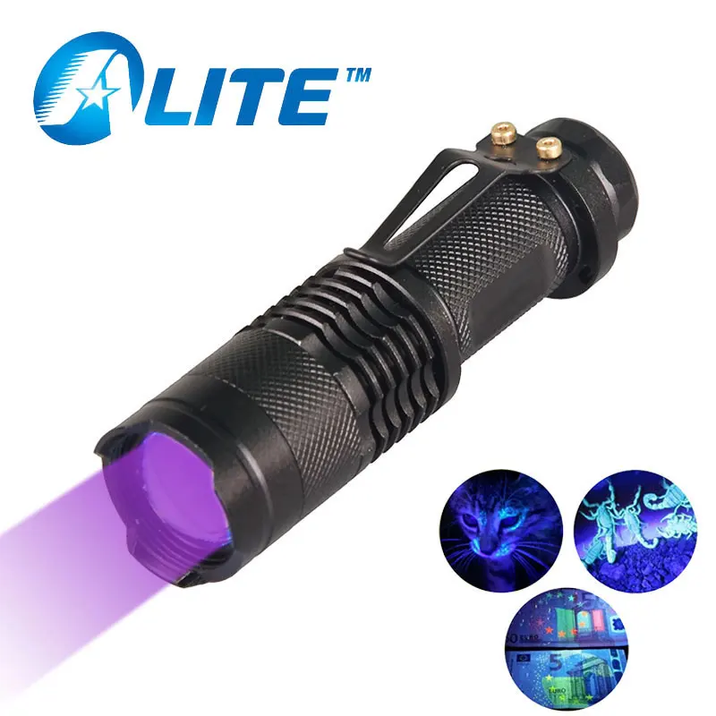 TMWT SK68 AA Mini Zoomable UV-Flashlight 365nm 395nm Ultraviolet Light Torch Lamp For Marker Cash,Scorpion Detection