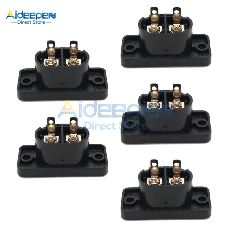 5Pcs IEC320 C8 Black 2 Terminal Power Plug Inlet Socket AC 250V 2.5A Switch Socket