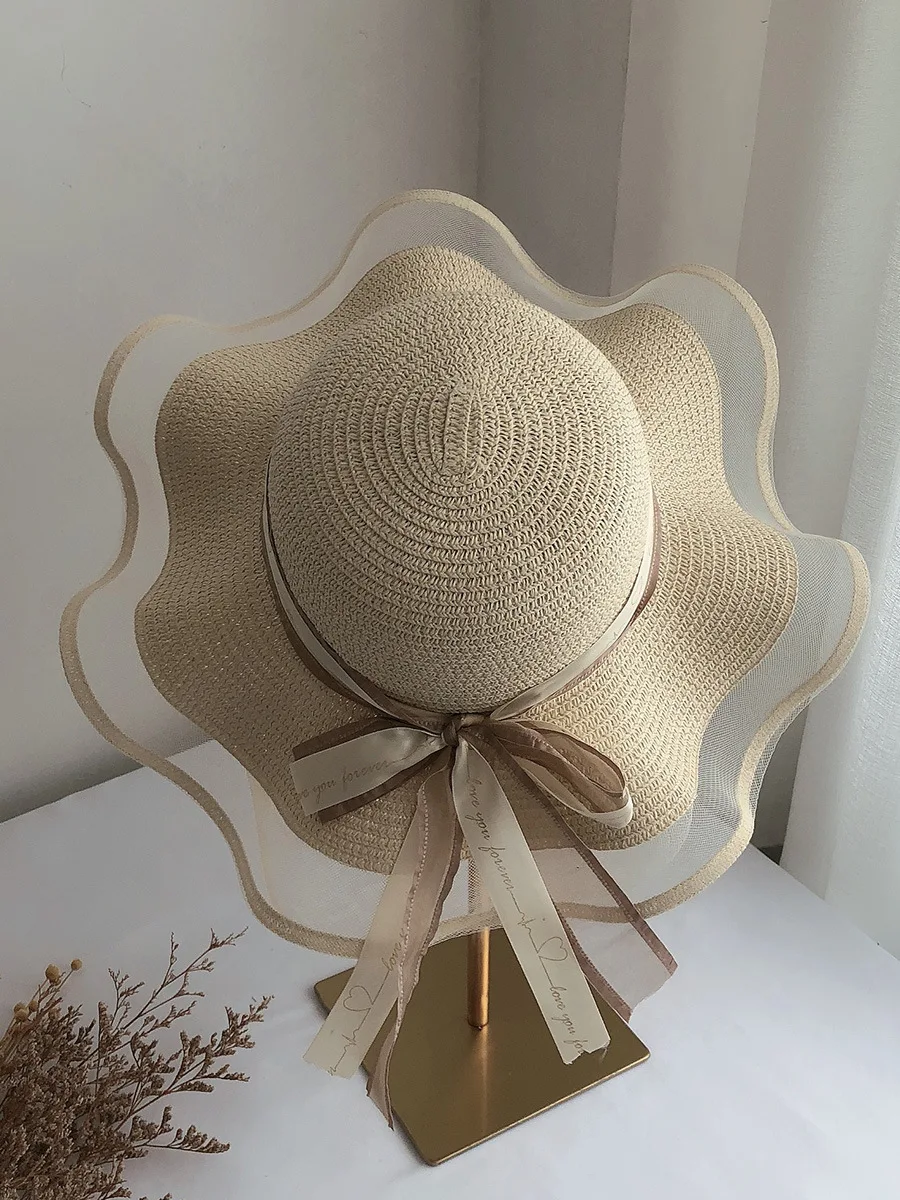 

Straw Hat Female Summer Beach Beach Vacation Sunshade Vacation Sun Protection Big Brim Big Brim Sandal Hat Net Red Sun Hat