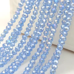 2 3 4 6 8mm Light Blue Czech Crystal Faceted Flat Glass Beads Round Loose Spacer for Jewelry Making DIY Bracelet Accessories