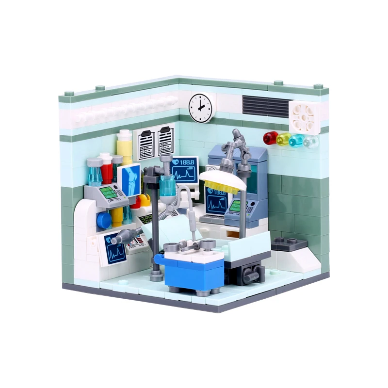 Blocs de construction de scène de maison de ville urbaine, scène d'occupation de travail, peintre/musicien/docteur/astroniste, jouets en briques avec figurines