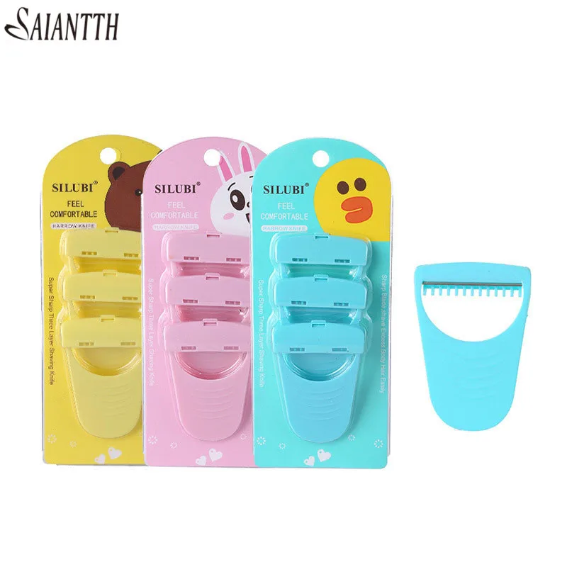 SAIANTTH 3pcs/set manual Shaving knife depilador ABS shaving blade sharp blade safety cover hair removal for body leg epilator