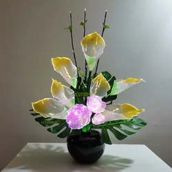 Pivoine Calla artificielle en fibre faite à la main, fleur pour décoration de mariage, fête, cadeau d'hôtel, décoration d'intérieur