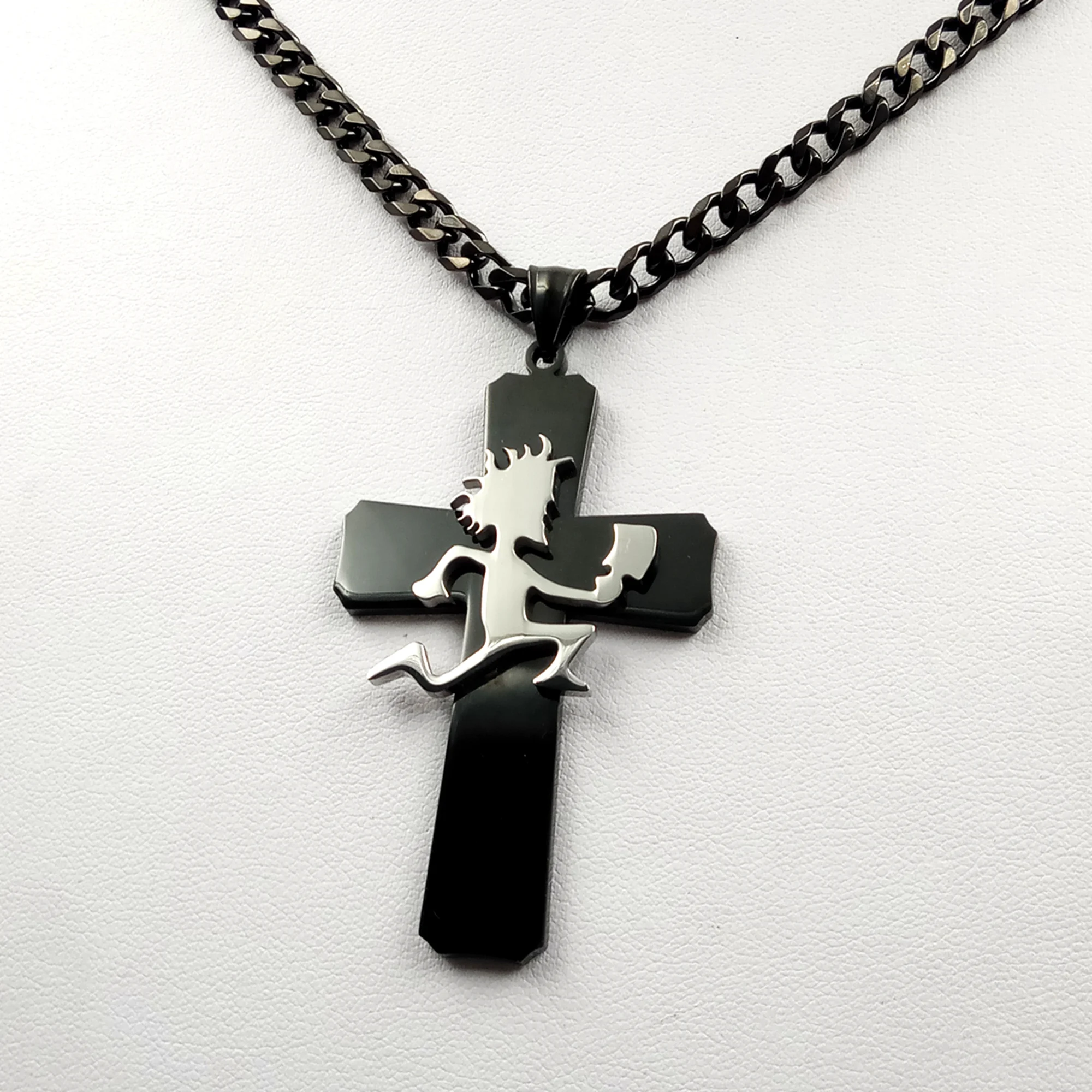 Hip-Hop ICP Hatchet man Cross Pendant Stainless Steel Chain Necklace 24''