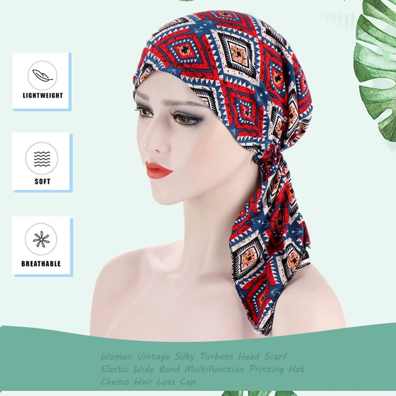 New Muslim Women Stretchy Solid Turban Hat Headscarf Pre-Tied Chemotherapy Cancer Chemo Beanies Headwear Hair Accessories