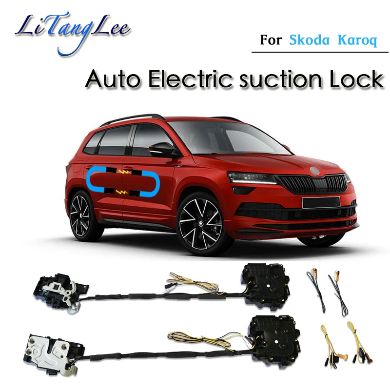 Car Soft Close Door Latch Pass Lock Actuator Electric Absorption Suction Silence For Skoda Karoq 2019~2021