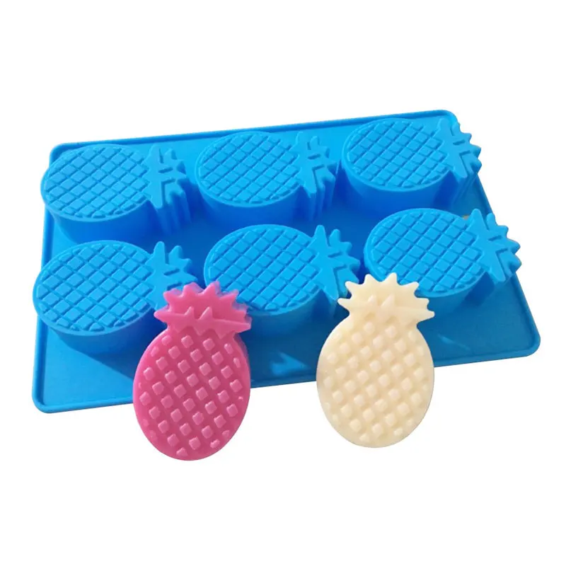 6 Cavities Soap Making Tools 3D pineapple Pattern Cake Chocolate Silicone Mould Non-toxic Soap Mold Handcrafted Accessories